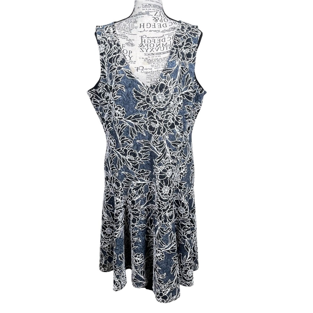Tommy Hilfiger Navy Dress with White Floral Lace Overlay